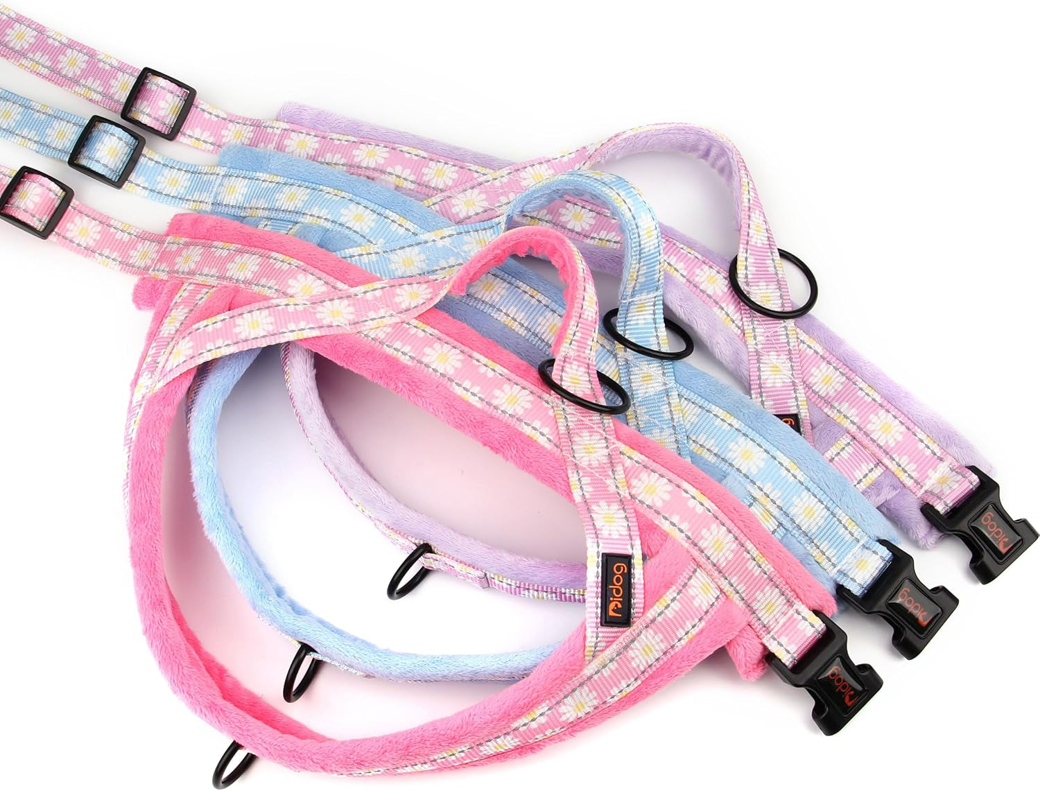 didog-no-pull-dog-harness-for-small-medium-dogs-floral-print-purple-s-soft-flannel-padded-quick-fit-easy-on-and-off-night-safty-adjustable-reflective-for-walking-and-training-chest-19-22