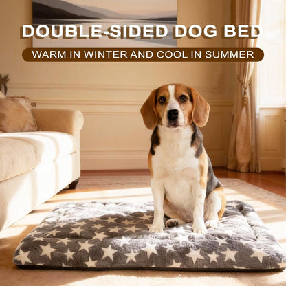 Washable Dog Bed Mat with Anti-Slip Bottom, Deluxe Plush Memory Foam Crate Pad & Waterproof Outdoor Kennel Mat for Dogs & Cats-Durable Crates Beds, Large Medium Small Puppy Size 36" X 24",Blue2