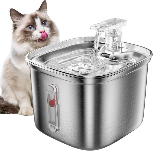Cat Water Fountain, 3.2L Automatic Cat Fountains for Drinking with Faucet Design, Super Silent Pet Drinking Dispenser with Water Level for Cats, Dogs, Multiple Pets (Black, 3.2L)10