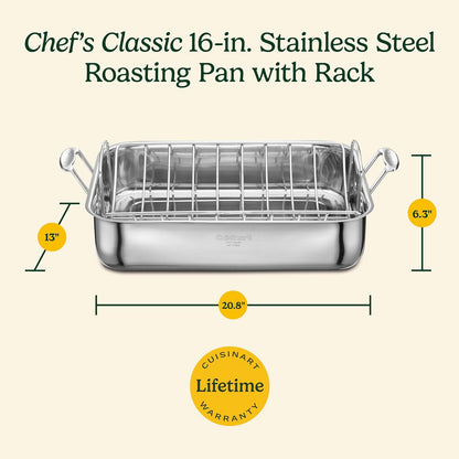 16-Inch Roasting Pan, Induction Compatible Premium Rectangular Roaster Pan with Rack, Stainless Steel Roasting Pan with Rack, Large Capacity, Dishwasher Safe5