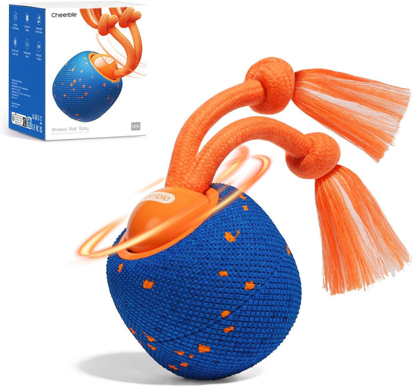 Cheerble Smart Interactive Dog Toy, Wicked Ball Rolly, Automatic Moving, Bouncing, Rotating, E-TPU Material, Active Rolling Interactive Dog Ball for Medium and Large Dogs (Blue)1