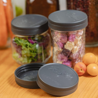 9 Pack Gray Wide Mouth Mason Jar Lids, One-Piece Lids, Plastic Mason Jar Lids Fit Ball, Kerr and More,Canning Lids(Gray)6