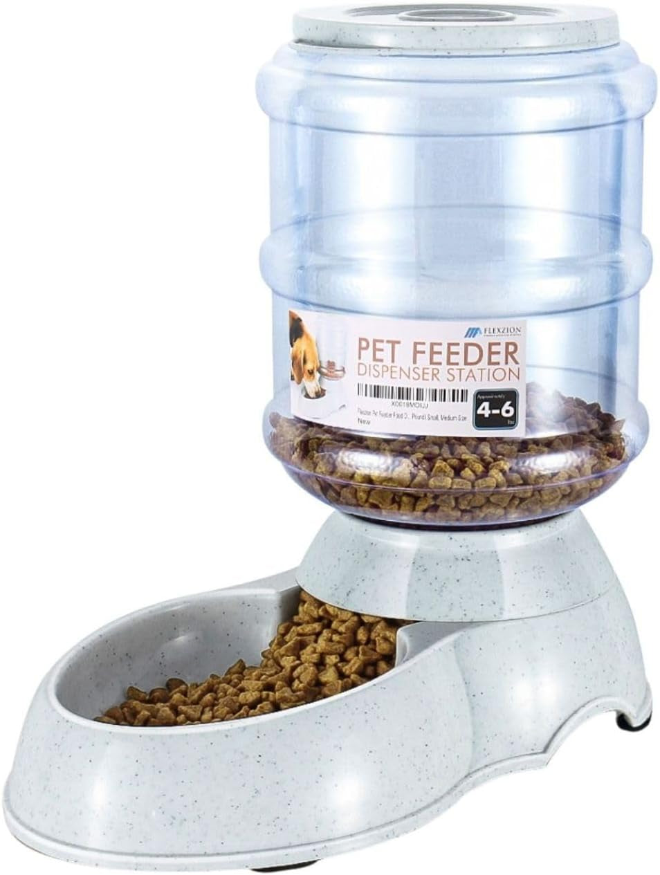 flexzion-gravity-pet-feeder-dog-and-cat-food-dispenser-1-gallon-capacity-self-replenishing-dry-food-station-with-non-skid-feet-and-a-carry-handle-holds-approximately-4-6-lb-of-kibble