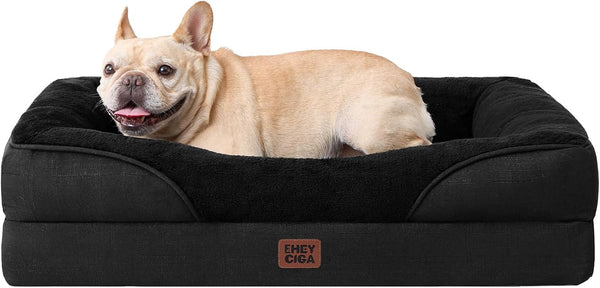 EHEYCIGA Orthopedic XL Dog Bed for Large Sized Dog, 42X30 Inch Extra Large Memory Foam Dog Couch Bed with Sides, Waterproof Liner & Washable Removable Cover, Bolster Pet Sofa, Grey67