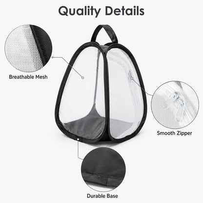 Kingrol 2 Pack Collapsible Insect & Butterfly Habitat Cage, Pop-Up Mesh Butterfly Rearing Enclosure with Clear Viewing Window, Zipper Access & Polyester Base, 7.75 X 7.75 X 11 Inch3