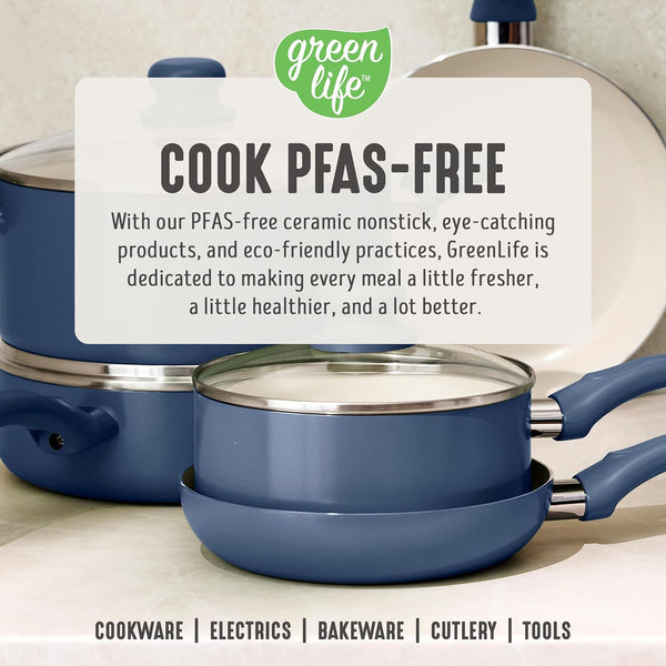 5QT Ceramic Nonstick Stockpot with Lid, Slate Blue | Pfas-Free Nonstick Coating, Casserole Pot, Soup Pot, Pasta Pot, Induction Ready, All Stovetop Compatible, Dishwasher Safe7