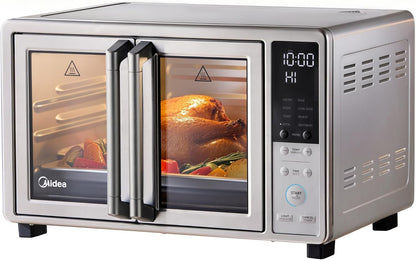 Midea Flexify Slim 8-In-1 French Door Toaster Oven Air Fryer Combo, 25QT | Compact Countertop Oven with Infrared Speedheat, Stainless Steel1