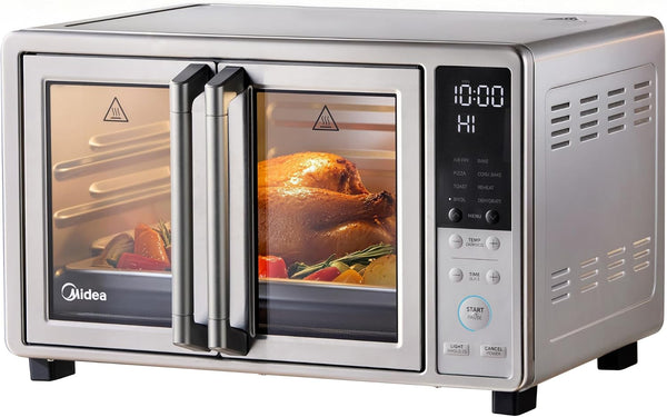 Midea Flexify Slim 8-In-1 French Door Toaster Oven Air Fryer Combo, 25QT | Compact Countertop Oven with Infrared Speedheat, Stainless Steel1