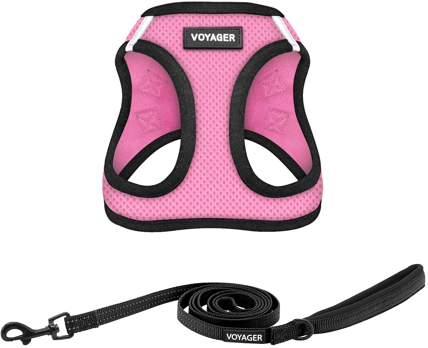 best-pet-supplies-voyager-step-in-air-all-weather-mesh-harness-and-reflective-dog-5ft-leash-combo-with-neoprene-handle-for-small-medium-and-large-breed-puppies-baby-blue-small