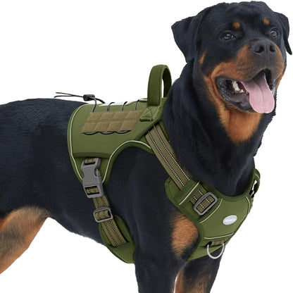 Auroth Tactical Dog Harness for Large Dogs No Pull Adjustable Pet Harness Reflective K9 Working Training Easy Control Pet Vest Military Service Dog Harnesses Army Yellow L53