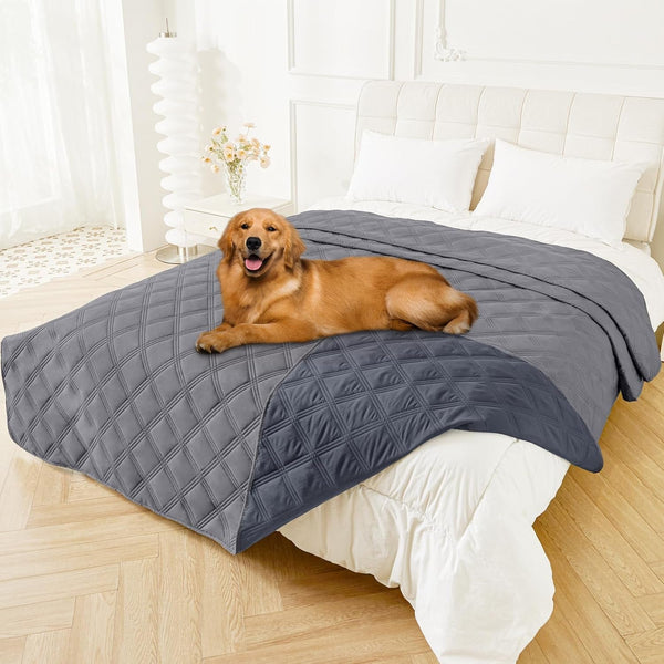Smiry Waterproof Dog Bed Cover, Reversible Pet Blanket for Sofa Couch | Soft Washable Dog Blanket, Leakproof Couch Cover for Dogs Cats & Furniture Protection, 52X82, Grey/Dark Grey116