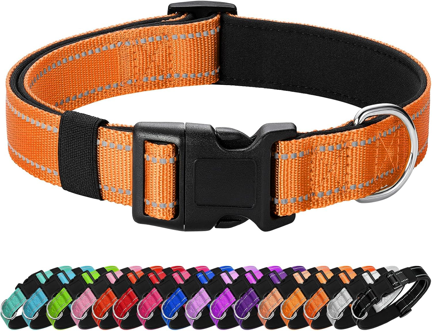 reflective-dog-collar-padded-with-soft-neoprene-breathable-quick-release-basic-dog-collars-for-medium-dogs-purple-girl