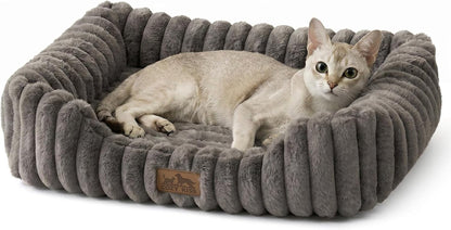 Orthopedic Dog Bed for Small Dogs & Cats - Washable Rectangle Pet Bed with Anti-Slip Bottom, Soft Calming Cat & Puppy Bed for Indoor Pets (25"X21"X6", Cream)8