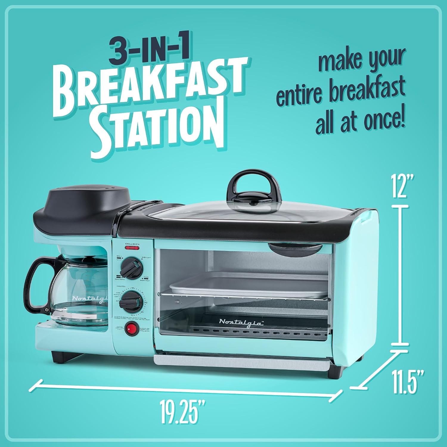 3-in-1-breakfast-station-includes-coffee-maker-non-stick-griddle-and-4-slice-toaster-oven-versatile-breakfast-maker-with-timer-aqua