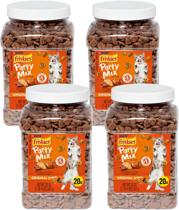 Purina Friskies Party Mix Cat Treats, Beachside Crunch, Made with Ocean Whitefish, Crunchy Cat Treats for Adult Cats, 20-Ounce Resealable Canister (Pack of 2)12