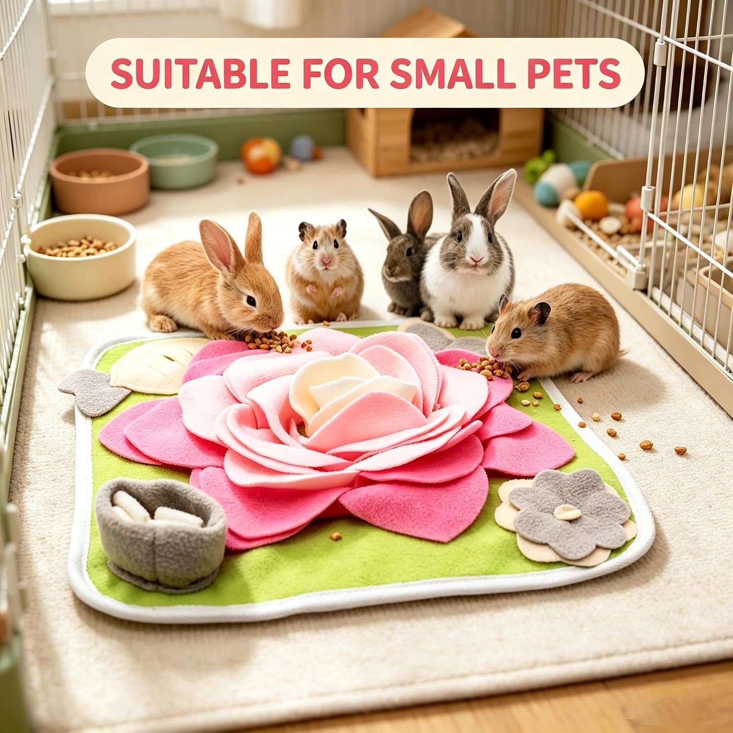 rabbit-foraging-mat-snuffle-mat-for-small-animals-bunny-puzzle-toys-pets-interactive-feeding-mat-for-guinea-pigs-hedgehog-chinchilla-puppies-pink