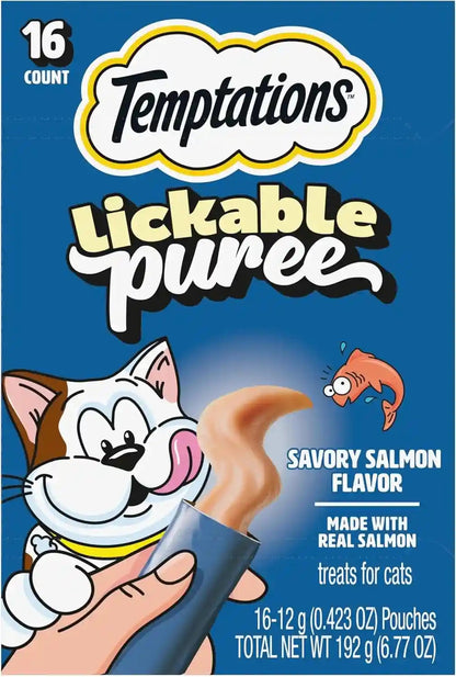 Temptations Creamy Puree Squeezable Lickable Cat Treats, Wet Cat Treats with Salmon, 0.42 Oz. Tubes, 24 Count - Packaging May Vary20