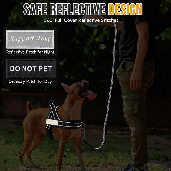 Slowton No Pull Dog Harness - Heavy Duty Dog Harness and Leash Set for Medium Large Dogs, Reflective Tactical Harness with Soft Padded and Front Clip for Easy Walk and Training (Black L)7