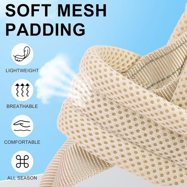 BEAUTYZOO Dog Harness No Pull, Quick Fit Dog Harness and Leash Set, Escape Proof Vest Harness with Soft Handle, Reflective Breathable Mesh Padding Harness for Medium Size Dog Training Walking, Beige M2