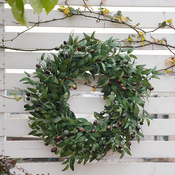 Olive Wreath 26 Inch Wreaths for Front Door with Purely Handmade Realistic Dense Olive Leaf Olive Berry, Elegant Home Decor Wreath Ideal for Front Door, Hallways, Any Area You Want to Brighten4
