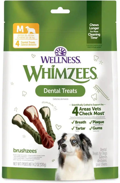 Whimzees Wellness Brushzees Natural Dog Dental Treat, VOHC Accepted Chews, Freshens Breath, Extra-Small Size, 12.7 Oz Bag, 48 Count24