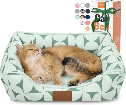 Cat Dog Bed for Pets, Rectangle Pet Bed Gift for Puppy and Kitten, Machine Washable Calming Fluffy Pet Couch Sofa for Indoor Outdoor, Portable Soft Cat Bed with Non-Slip Bottom (Small, Pink)17