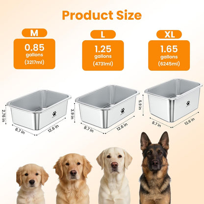URPOWER 2 Pack 1.25 Gallon Large Dog Water Bowl Stainless Steel Dog Bowls | Thickened Stainless Steel Pet Bowl, Spill-Proof Non-Slip Mat, Dishwasher Safe, Indoor/Outdoor for Medium,Large,X-Large Dogs2