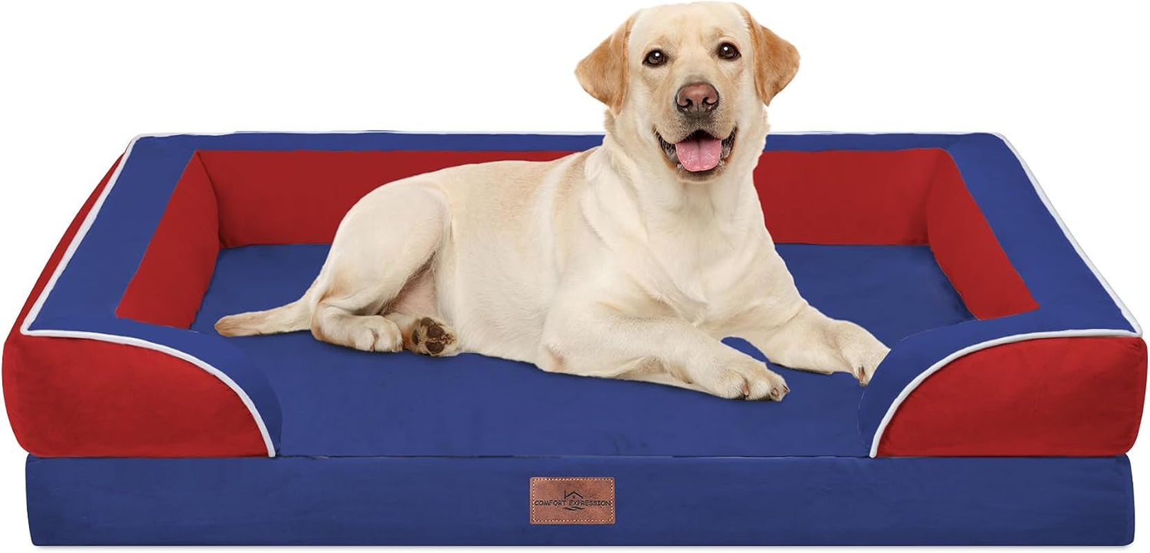 comfort-expression-orthopedic-dog-bed-for-extra-large-dogs-with-bolster-waterproof-dog-couch-bed-with-washable-cover-non-slip-bottom-supportive-egg-crate-foam-xl-pet-bed-42x30-inch