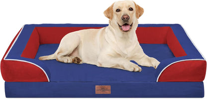Comfort Expression Orthopedic Dog Bed for Extra Large Dogs with Bolster | Waterproof Dog Couch Bed with Washable Cover & Non-Slip Bottom, Supportive Egg Crate Foam XL Pet Bed, 42X30 Inch174