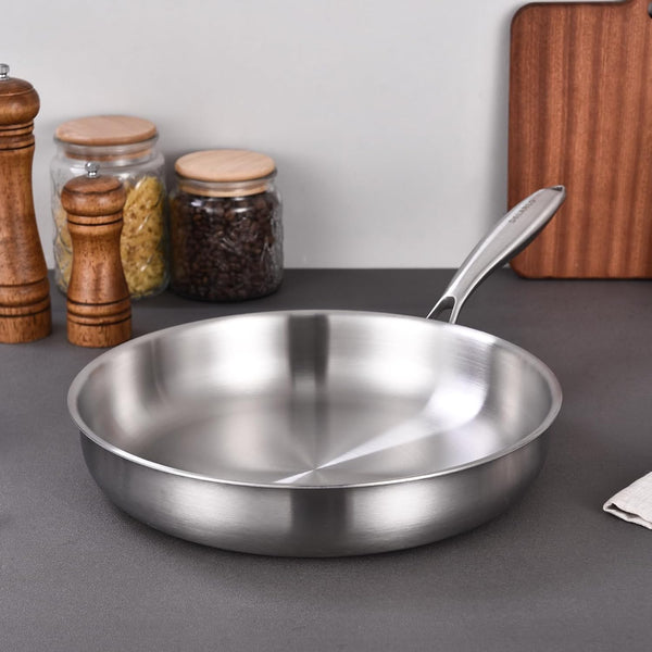 Tri-Ply Stainless Steel Frying Pan Set 8”/10”/12”Kitchen Skillet | Stainless Steel Pan Cooking Heat Fast and Evenly Compatible with All Cooktops Dishwasher and Oven Safe9
