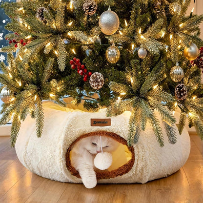 ZOMISIA Cat Tunnel Bed for Indoor Cats, Cute Cat Donut Toy Tunnel for Small Large Cats, Peekaboo Pet Cave Play Tunnel Toys for Kitten/Rabbit,Beige6
