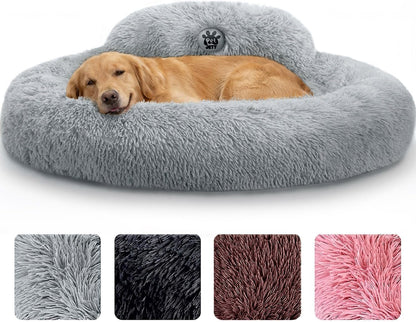 Petjett Calming Dog Bed Medium Size Dog - 30'' Donut Bed, Washable Dog Bed, Anti-Slip & Super Soft Fluffy Plush round Dog Bed, Anti-Anxiety Premium Comfort Pet Bed, Fits Dogs Upto 45 Lbs - Dark Grey30