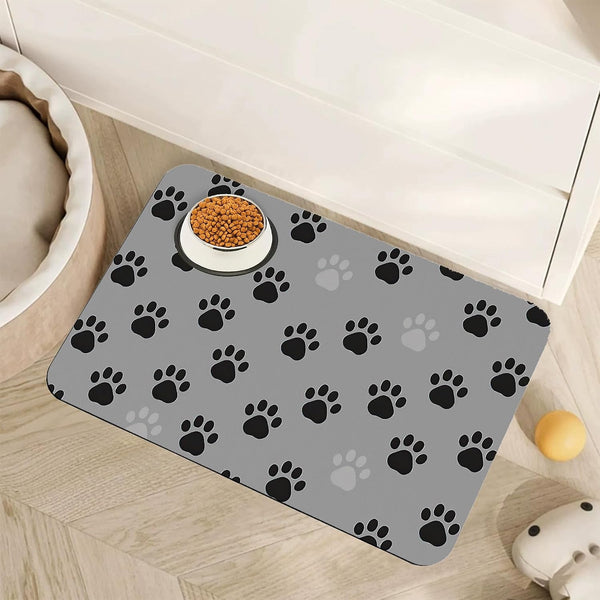Cute Strawberry Flower Dog Cat Food Mat,Pink Absorbent Pet Feeding Mat with Rubber Backing,Non-Slip Water Bowl Placemat,Indoor Pet Accessories Supplies 12"X20"12