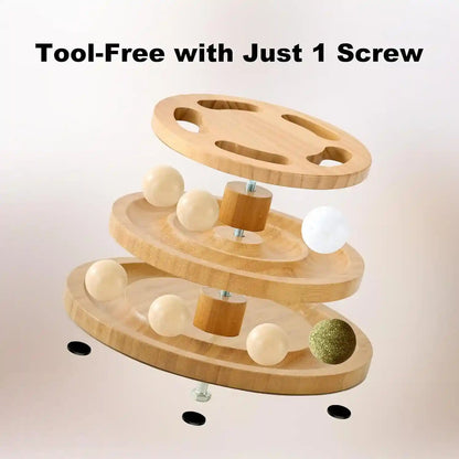 ZOMISIA Cat Ball Track Toy with Puzzle Top, Wooden Cat Toys for Indoor Cats | Interactive Spinning Balls, Large Cat Ball Tower for Kitten Exercise Mental Stimulation Self Play Home Enrichment6