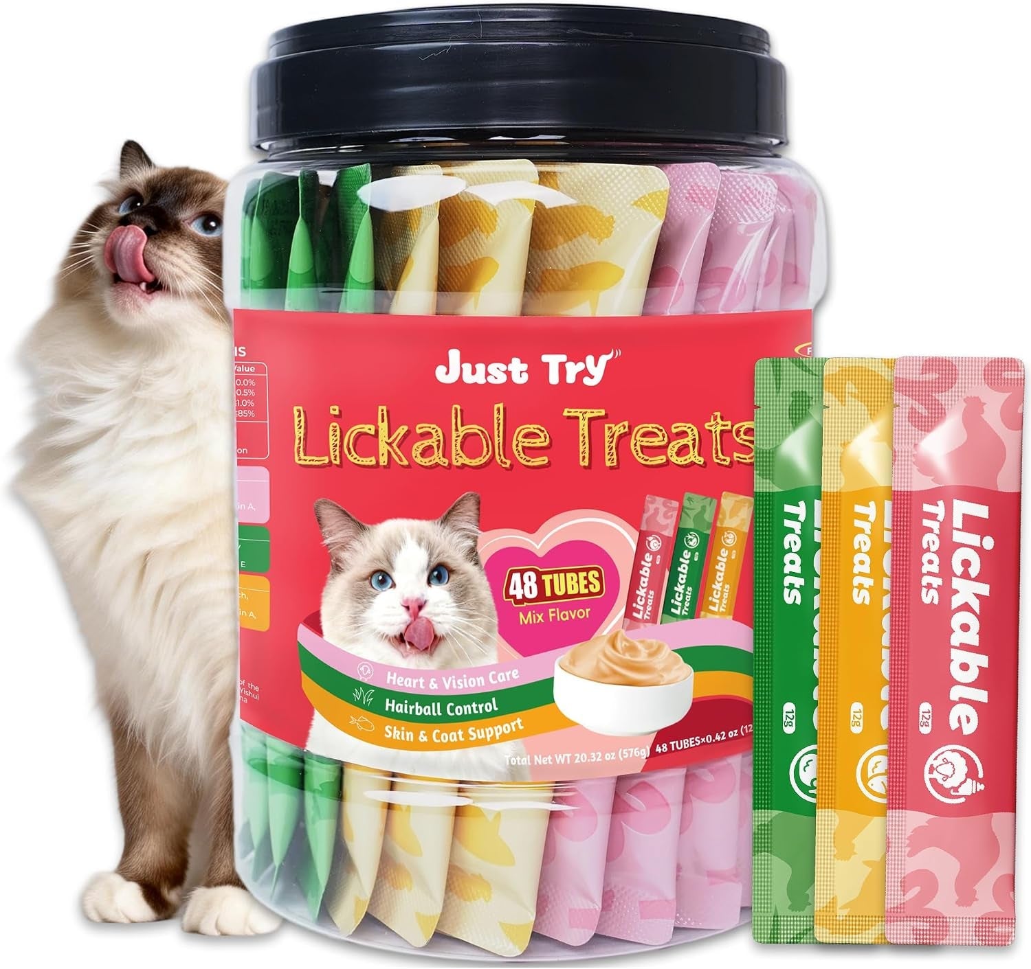 just-try-lickable-cat-treats-healthy-cat-grass-treats-20-tubes-soft-creamy-hairball-control-relief-functional-with-taurine-vitamin-e-for-cats