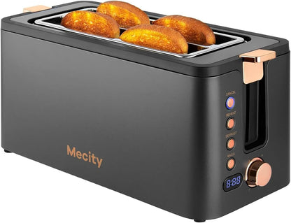 4 Slice Toaster, Long Slot Toaster with Warming Rack, Timer, Bagel, Defrost, Reheat Functions, Crumb Tray, 6 Browning Settings, Extra Wide Long Slots, Stainless Steel, 1300W, Grey1