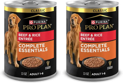 Purina Pro Plan Complete Essentials Wet Dog Food Chicken and Rice Entree and Beef and Rice Entree Variety Pack - (Pack of 12) 13 Oz. Cans11