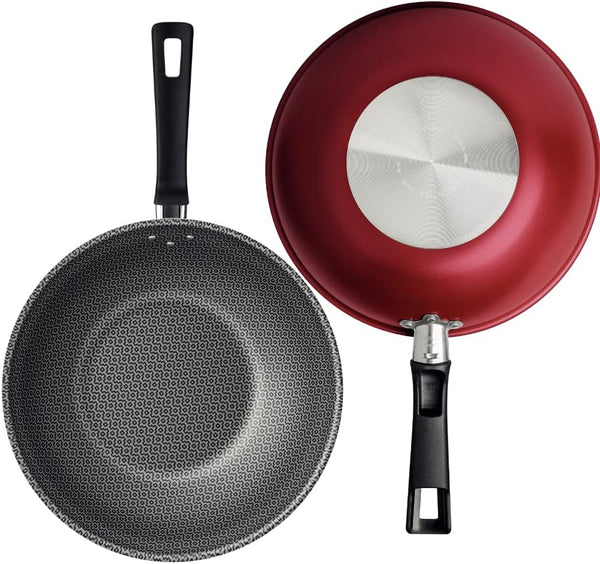 Generic Nonstick Wok Pan with Lid, 11 Inch, Starflon Max, PFOA Free, Tempered Glass, Heat Resistant Handle, Dishwasher Safe, Gas Stove3