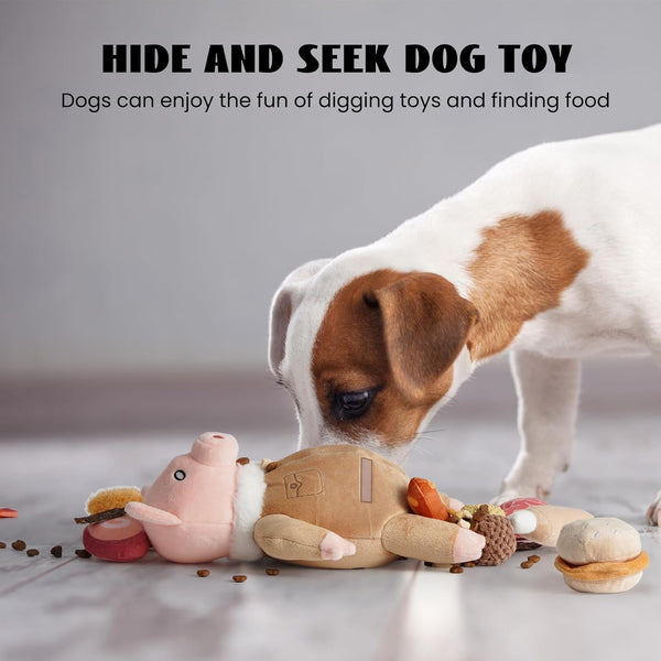 Nocciola Stuffed Pig Dog Toys: Hide and Seek Funny Squeaky Crinkle Plush Dog Chew Toys for Small Medium Breed, Cognitive Training Pet Enrichment Gifts Supplies4