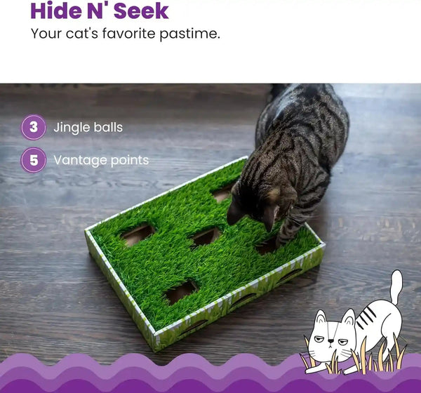 Catstages Grass Patch Hunting Box - Interactive Indoor Cat Toy with Faux Grass & 3 Jingle Balls - Encourages Exercise, Mental Stimulation & Natural Hunting Instincts5