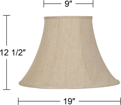 Extra Large Beige Linen Set of 2 Bell Lamp Shades 9X19X12.5 (Spider) | 9" Top X 19" Bottom X 12.5" High X 13.5" Slant Replacement for Table + Floor Lamps Shade Pre-Assembled Harp + Finial6