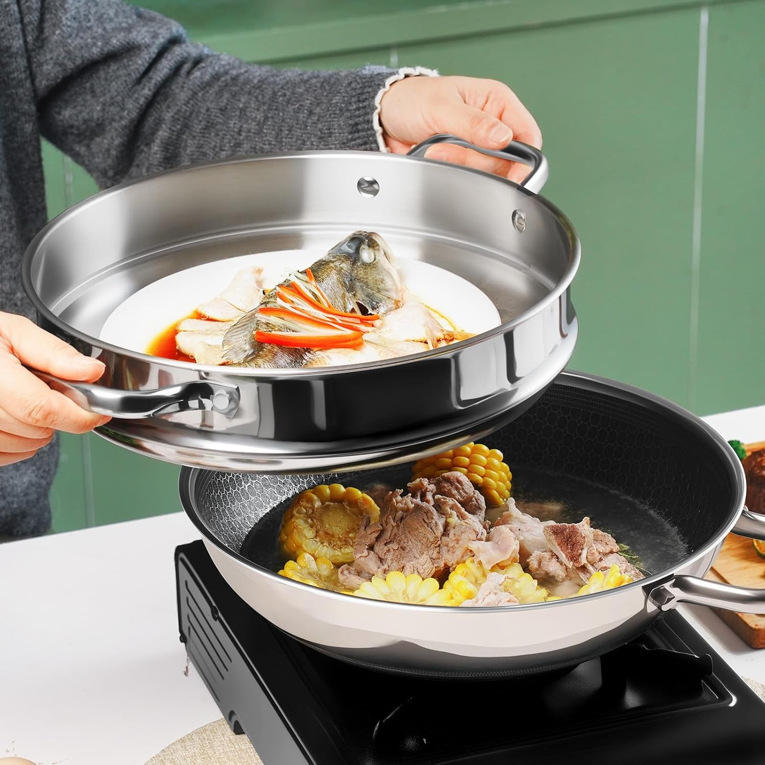 hybrid-12-inch-wok-with-steamer-nonstick-stainless-steel-woks-stir-fry-pans-with-lid-stay-cool-handle-pfoa-free-cookware-dishwasher-and-oven-safe-works-on-induction