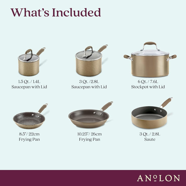 Advanced Home Hard Anodized Nonstick Cookware Set, Non Stick Pots and Pan Set, 9-Piece, Bronze2
