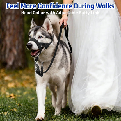BARKLESS Dog Training Head Collar Stops Pulling and Improves Leash Walking | Anti-Pull Head Hatler with Adjustable Safety Strap, Soft Padded Muzzle Leash for Walking Training Leash Reactive Large Dogs4
