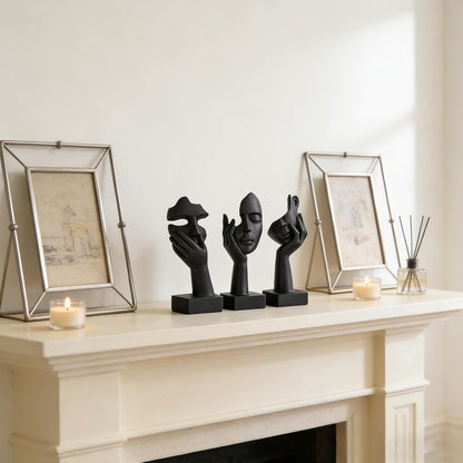 3 Pcs Thinker Small Statue Set - Black Art Abstract Home Accent Figurines for Decor Bedroom, Shelves, Living Room Coffee Table, Office Desktop (3 Pcs Black, 6")6