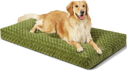 KSIIA Washable Dog Bed Deluxe Plush Dog Crate Beds Comfy Kennel Pad Anti-Slip Pet Sleeping Mat for Large, Jumbo, Medium, Small Dogs Breeds, 35" X 23", Gray16