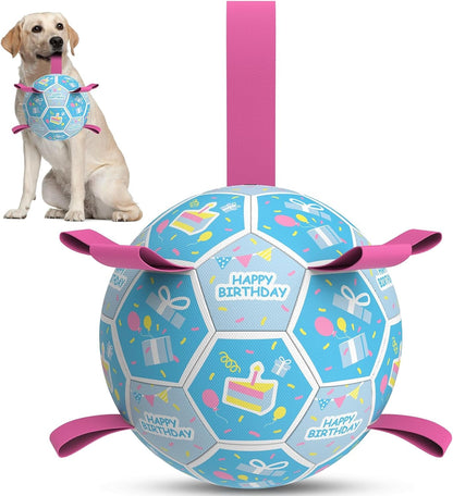 QDAN Dog Balls, 6 Inch Dog Soccer Ball with Straps, Herding Balls for Dogs | Outdoor Dog Toys Balls for 20-40 Lb Dogs, Puppy Ball to Keep Them Busy, Dog Pool Water Play Toy, Puppy Birthday Gifts21