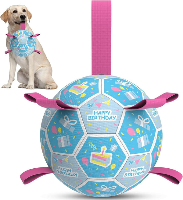QDAN Dog Balls, 6 Inch Dog Soccer Ball with Straps, Herding Balls for Dogs | Outdoor Dog Toys Balls for 20-40 Lb Dogs, Puppy Ball to Keep Them Busy, Dog Pool Water Play Toy, Puppy Birthday Gifts21