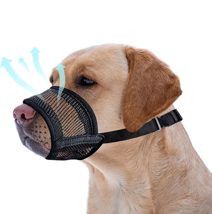 Dog Muzzle for Large Dogs - Air Mesh Muzzle for Large Sized Dog | Adjustable No Bark Dogs Muzzles for Scavenging Licking & Chewing | Prevent Biting | L 7.9'' - 9.4''7
