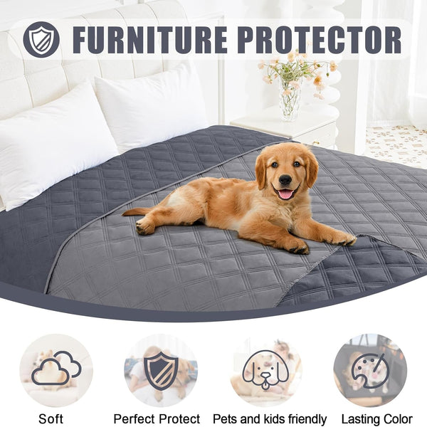 Smiry Waterproof Dog Bed Cover, Reversible Pet Blanket for Sofa Couch | Soft Washable Dog Blanket, Leakproof Couch Cover for Dogs Cats & Furniture Protection, 52X82, Grey/Dark Grey8